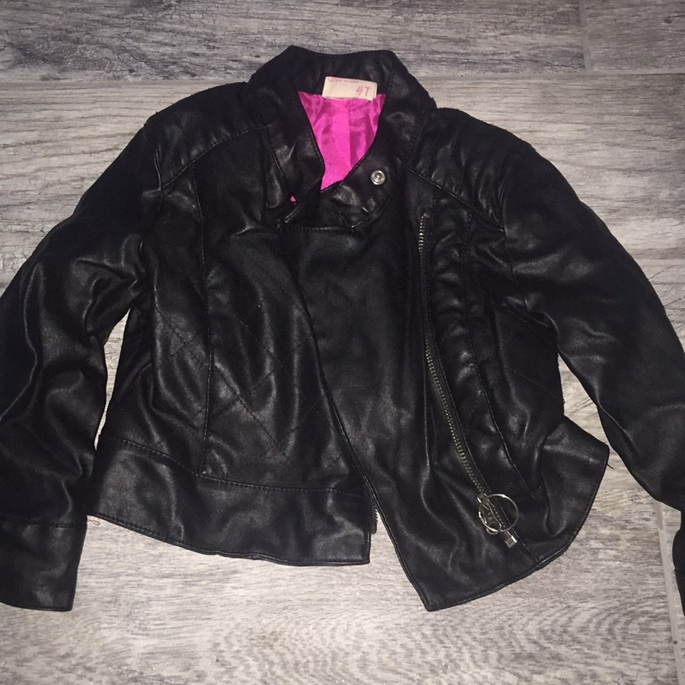 Black Pleather Jacket 4T